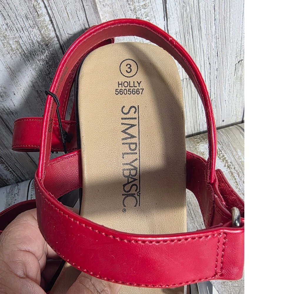 Simply Basic Holly Red Flat Sandals Women's Size 3 Adjustable Strap‎ - Picture 2 of 6
